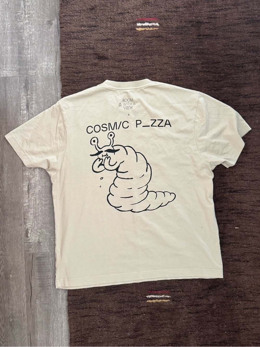 Cream Graphic Crewneck T-Shirt - Men